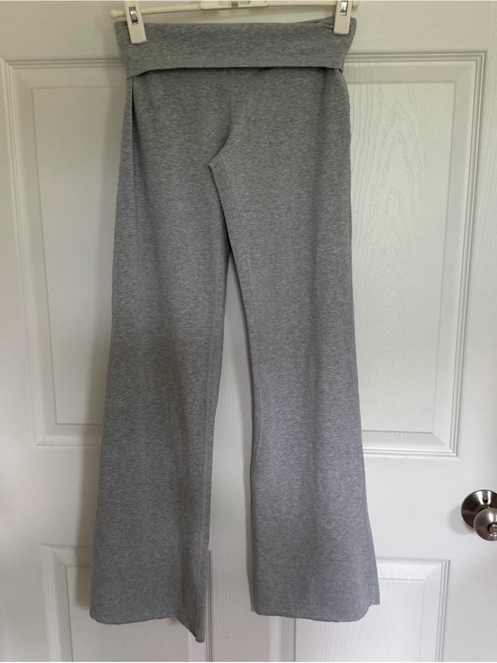 Garage Gray Fold-Over Waist Wide Leg Knit Pants